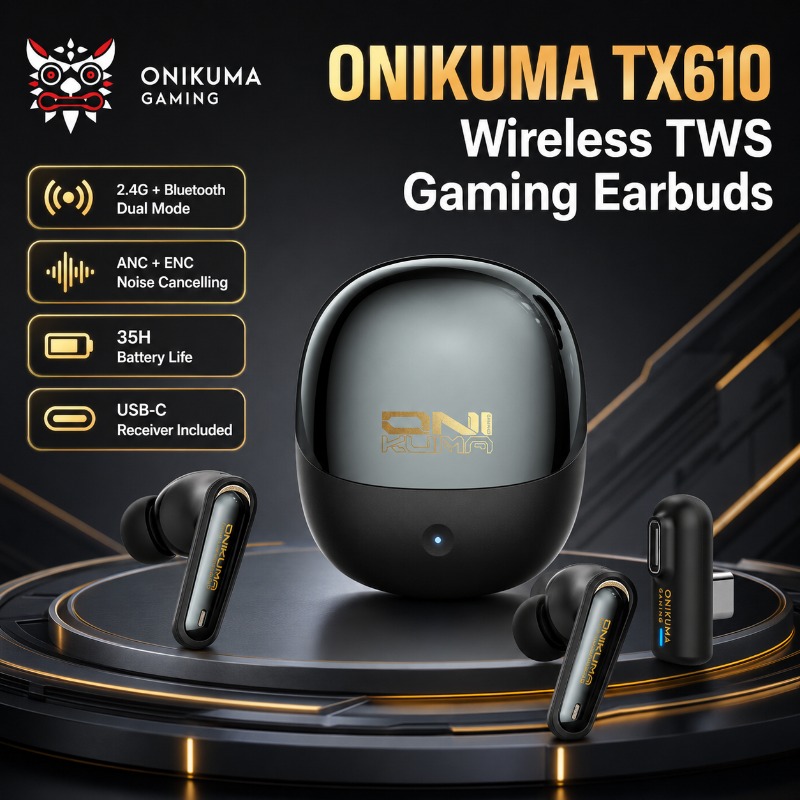 Wireless Earbuds Gaming Low Latency - Auriculares inalámbricos para juegos ONIKUMA TX610,