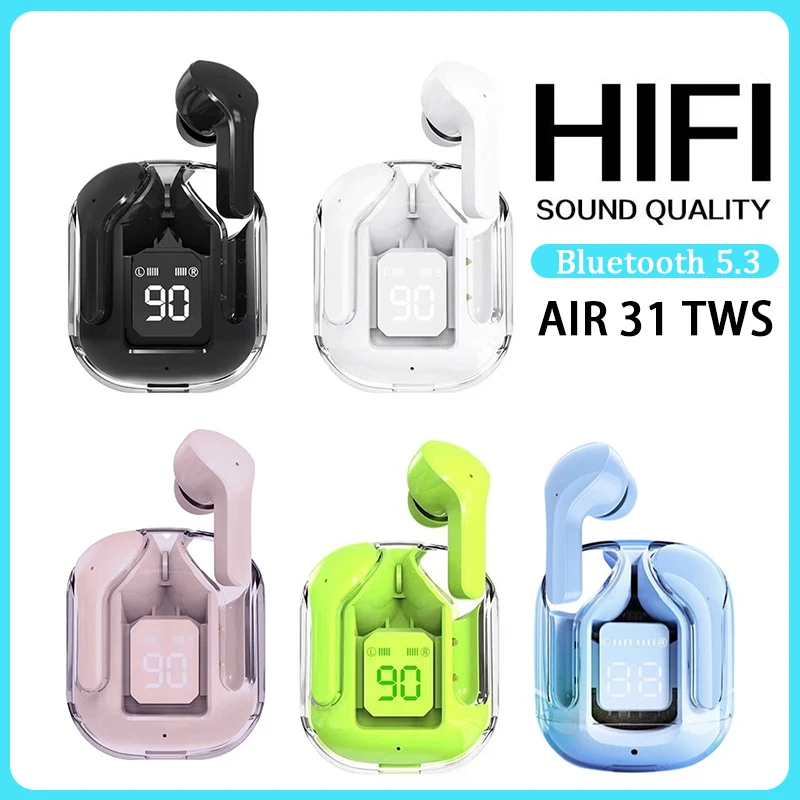 Noise Cancelling Earbuds Tws Transparency - Auriculares inalámbricos Bluetooth TWS Air31 transparentes