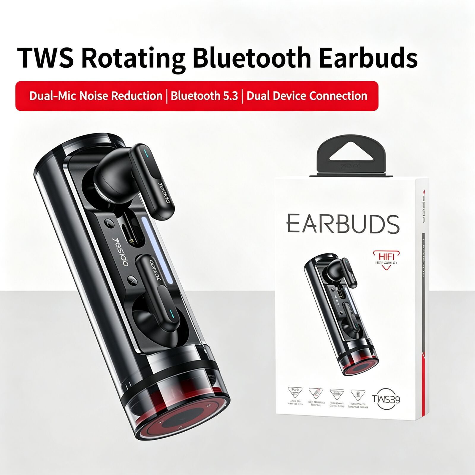 Noise Cancelling Earbuds Tws Transparency - Auriculares inalámbricos TWS con Bluetooth, estuche
