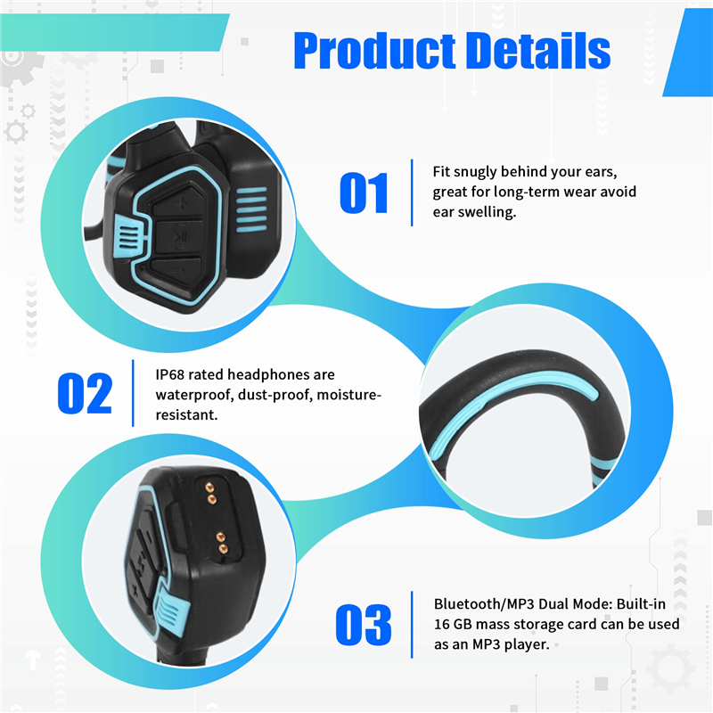 Excelentes auriculares de cond - Bone Conduction Headphones Swimming Ip68 reseña y precio